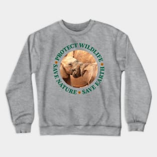 Wildlife Conservation Earth Day Elephant Tug of War Crewneck Sweatshirt